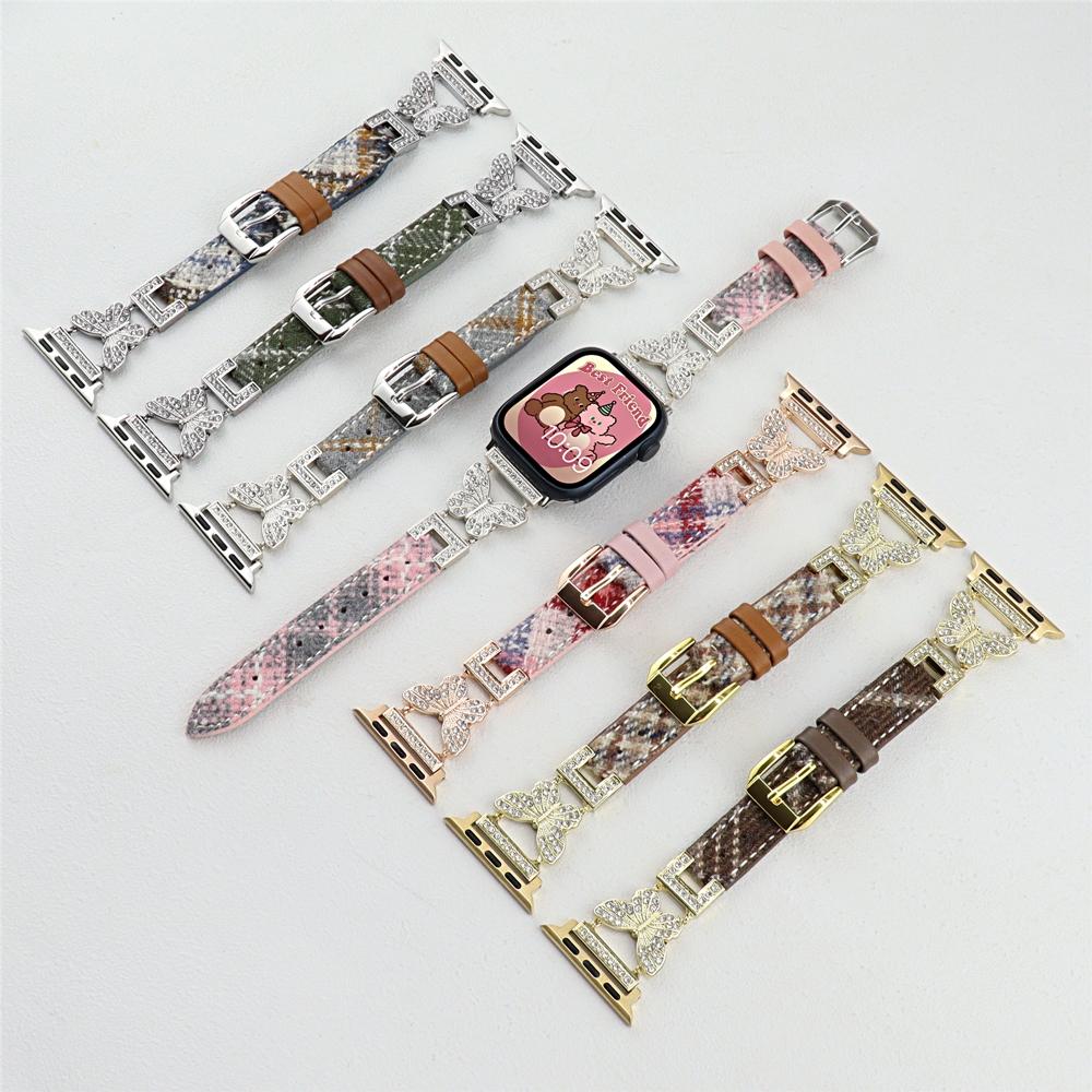 Кожаный ремешок с бабочкой для Apple Watch Series 9, 8, 7, 6, 5, 4, 3, 2 Se, ремешок для часов IWatch Ultra, браслет 41 мм, 45 мм, 40, 44 мм, 38, 42 мм