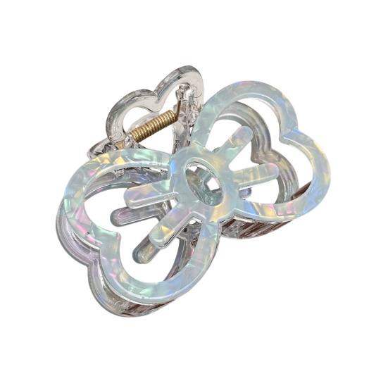 Hair Claw Hollow Bow Shape Colorful Transparent Texture Stable Grip Shark Clip Bun Half-Tied Hair
