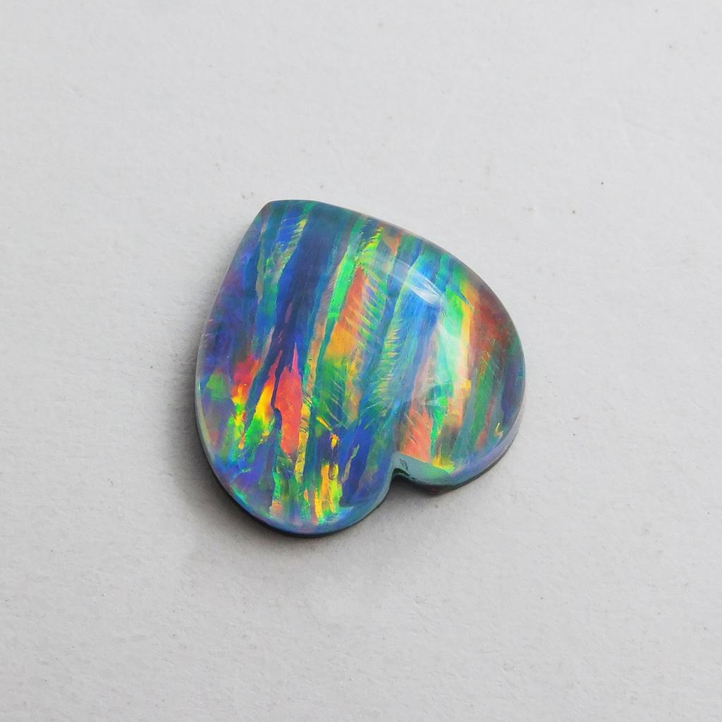 Lab-Created Opal Loose Gemstone Heart Shape Doublet 9.05 ct for Jewelry Making and Gem Collections