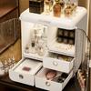 Cosmetics Storage Box Luxury Dustproof with Drawer Skincare Makeup Organizer Large Capacity Home Storage with Cosmetic Mirror