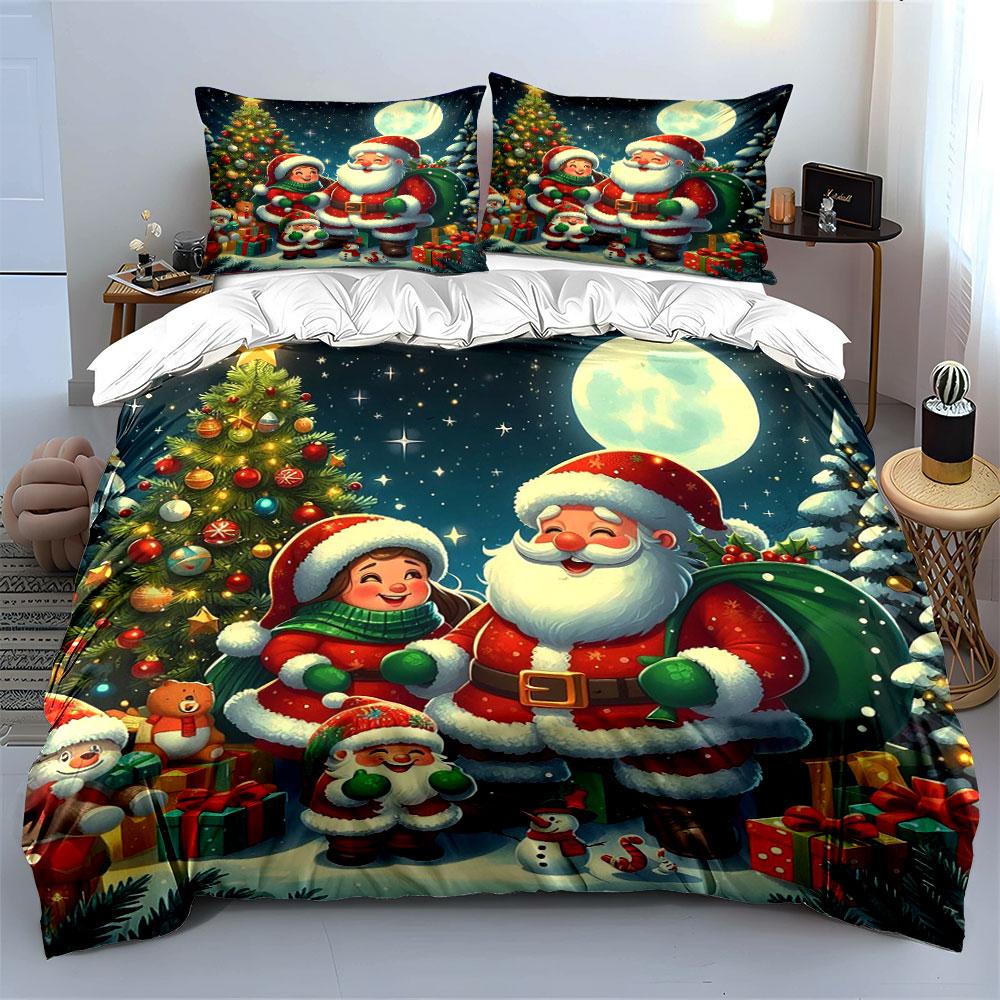 "Festive Santa Wonderland Bliss" Bedding sets Duvet covers Pillowcases(1* Duvet Cover 2* Pillowcases without duvet insert)
