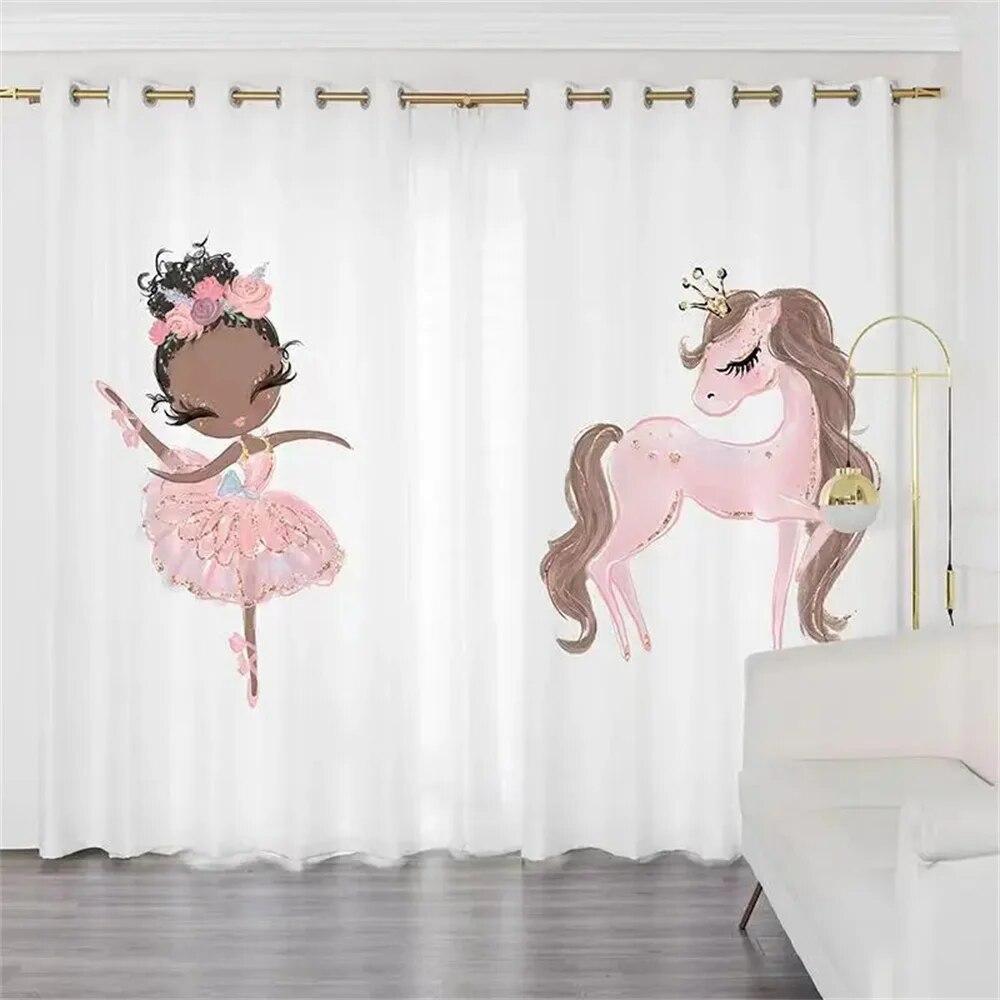 Розовый мультфильм танцующая принцесса Лебедь балетные оконные шторы для гостиной детская спальня ванная комната кухонная дверь домашний декор