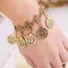 Party Hippy Boho Beach Turkish Jewelry Gold Color Coin Vintage Bohemia Carved Coin Bracelets Bangles Anklets for Woman