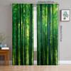 2 штуки штор с принтом зеленого бамбукового леса, шторы с кулиской, для спальни и гостиной, домашний декор, украшение комнаты