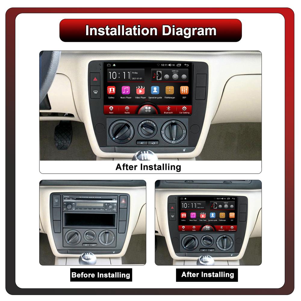 2DIN Android Автомагнитола с Car-Play, Volkswagen Passat B5 2000 - 2005, Мультимедийный Плеер Головное Устройство Стерео Навигация GPS BT WIFI, 1+16GB