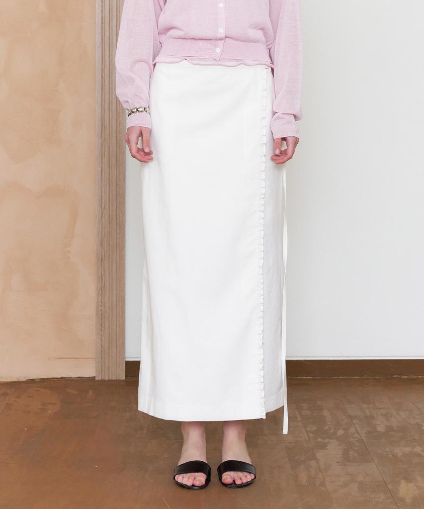 Tudment Linen Long Skirt_White