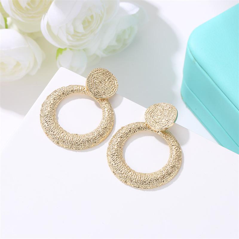 Frosted Geometric Earrings Cold Wind Exaggerated Retro Round Earrings Temperament Wild Earrings MIT