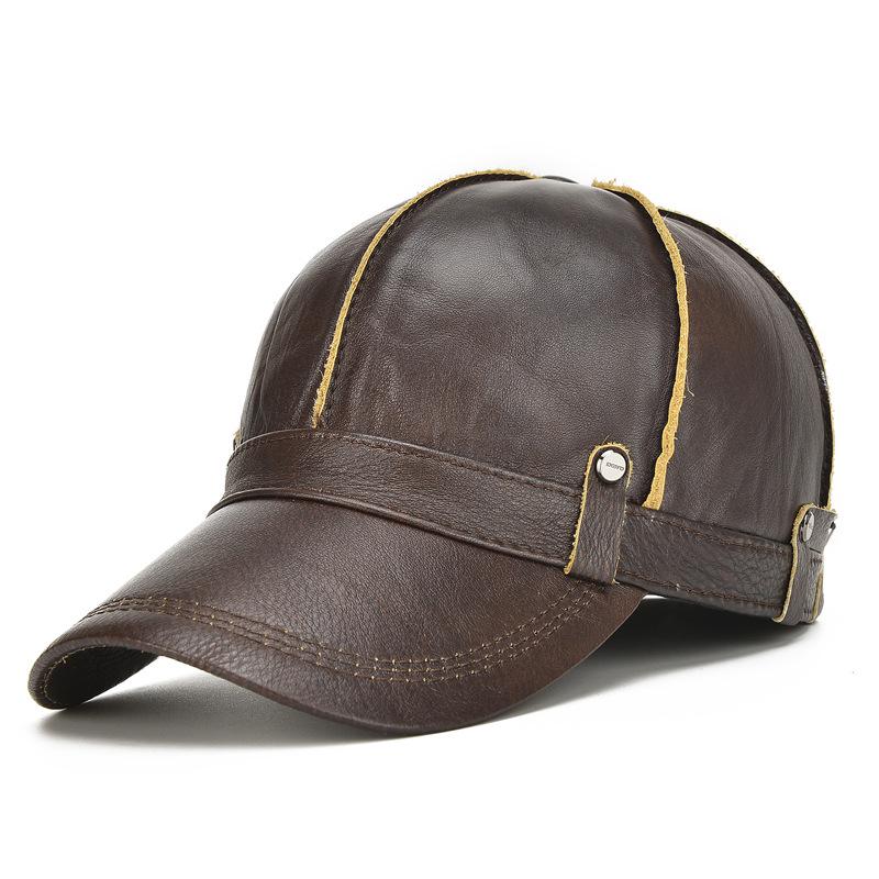 Мужские бейсболки из натуральной кожи, кепки Snapback из коровьей кожи, сохраняющие тепло, регулируемый размер