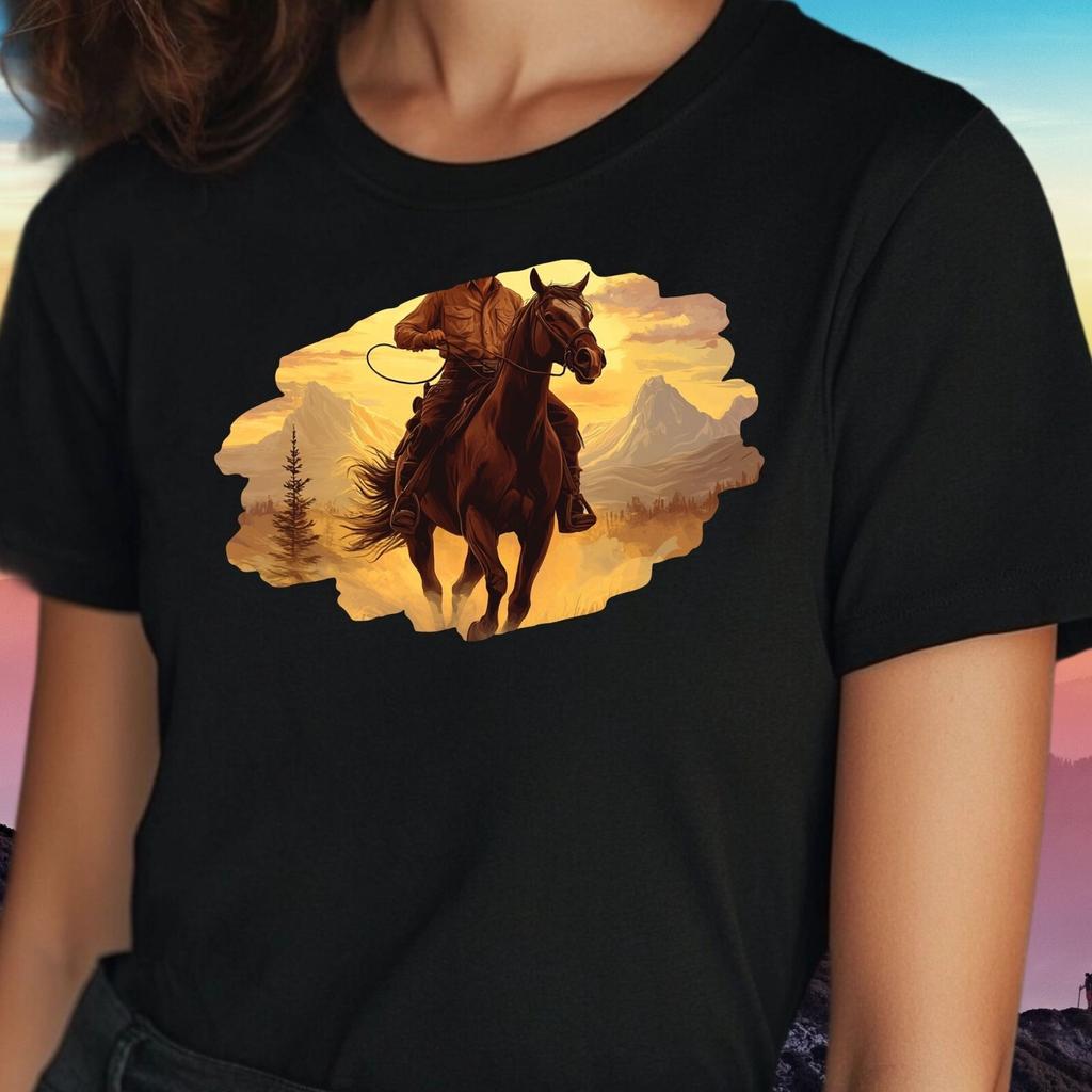 T-Shirt Frauen Cowboy Motiv Baumwolle Größe S bis 3XLWird in neuem Fenster oder Tab geöffnet