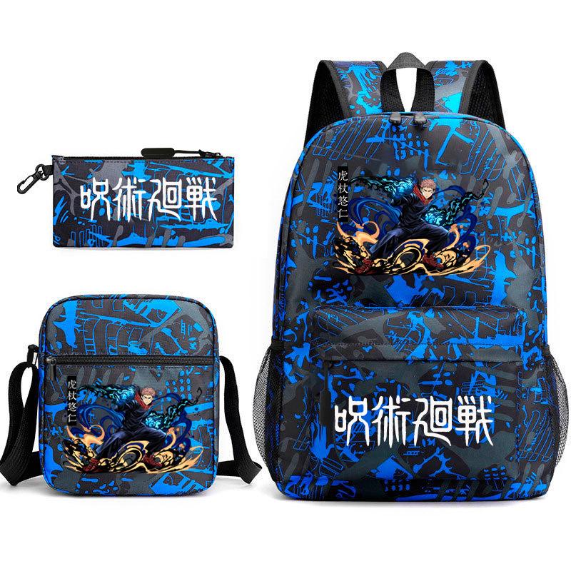 Teen Animation Backpack Elementary School Student Fashion School Bag Three-piece Set