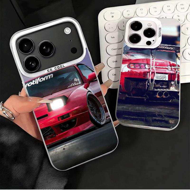 Япония JDM Спортивные Автомобили Тема Мягкий Чехол для Телефона для iPhone 15 16 17 Pro Max 17Air 16E 14 Plus 13 12 Mini Ударопрочный Чехол Задняя Панель