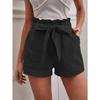 Summer Women's Loose Linen Casual Shorts with Pockets, Solid Color High Waisted Wide Leg Pants