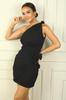 Women's One Shoulder Knot Front Tie Short Dress
