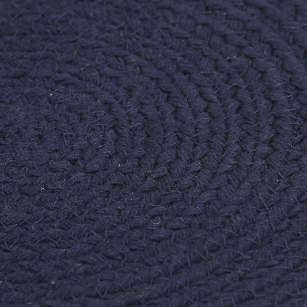 Table Mats Set of 4 Navy Blue 38 cm Round Cotton