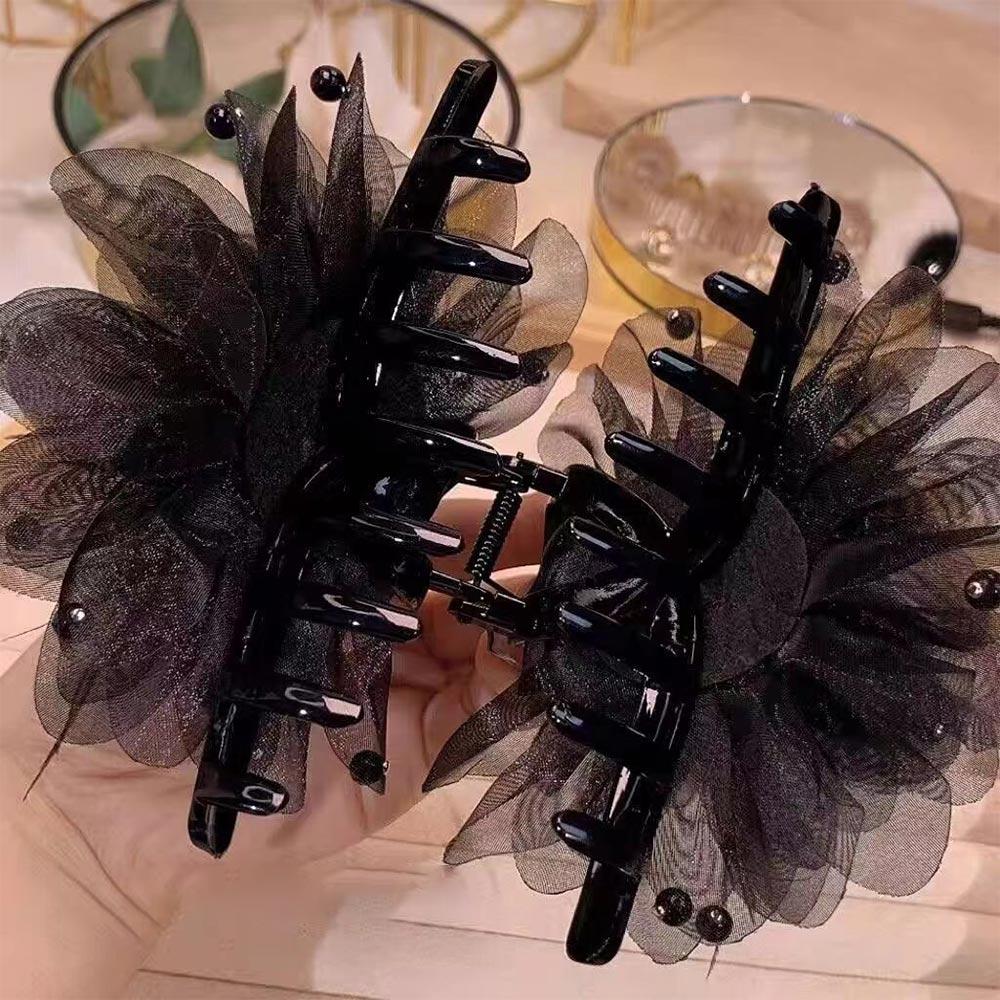 Peony Flower Grasping Clip Feather Ladies Headwear Vintage Hair Claw Clips for Women