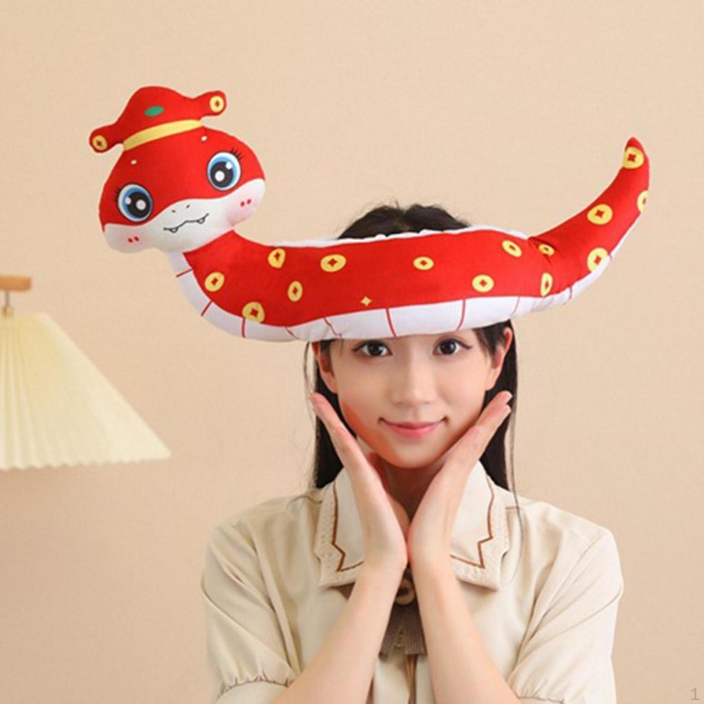 Soft Plush Hat Cosplay Funny Snake Headgear for Halloween Role Play Festival