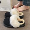 Fashion 2025 Winter Warm Fluffy Platform Slippers for Women Fashion Striped Faux Fur Home Shoes Woman Thick Sole Non Slip Plush Slippers