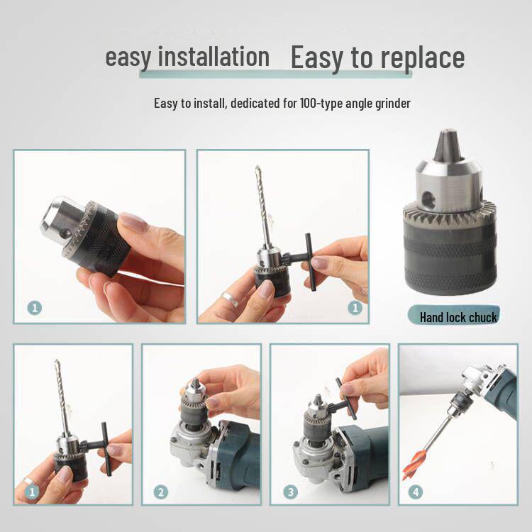Multi-Function Angle Grinder To Drill Conversion Chuck Accessory