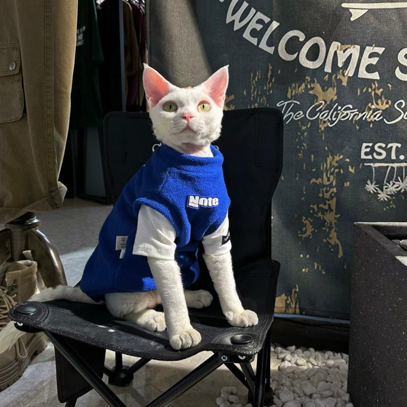 Autumn and winter warm fleece fake two-piece clothes Sphinx hairless cat Devon Abbey Muppet cat vest