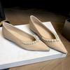 Fashion 2025 New Design Pearl Beading Women Flats Silk Ballerina Shoes Woman Big Size Pearl Flats Height Increasing Zapatos De Mujer