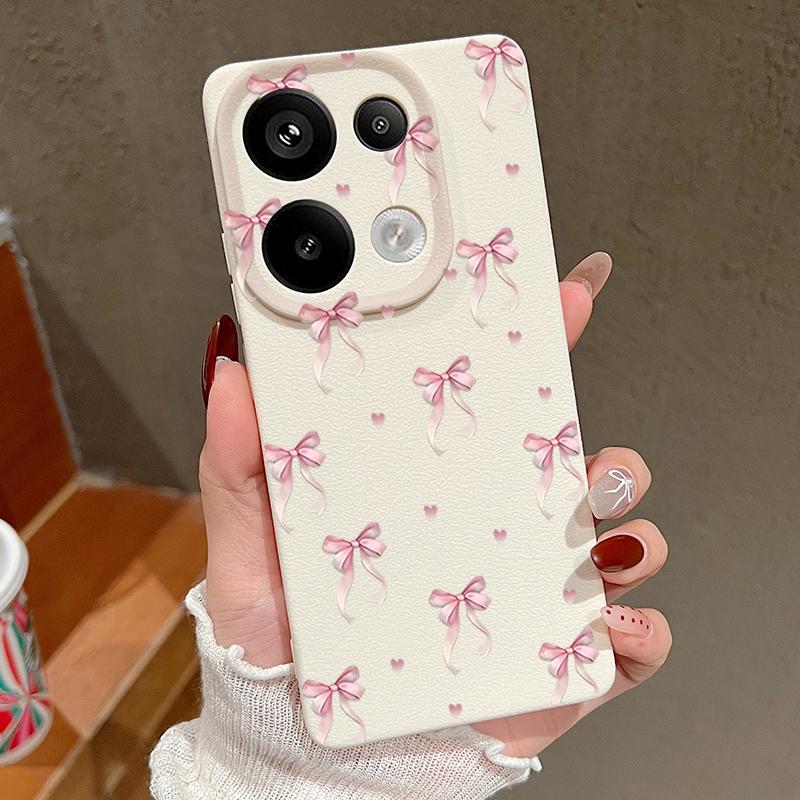 Чехол из мягкой кожи TPU с принтом банта для Xiaomi 13T Pro Poco X6 M6 Redmi Note 14 13 Pro 12 11, защита объектива, противоударный матовый тонкий чехол для телефона
