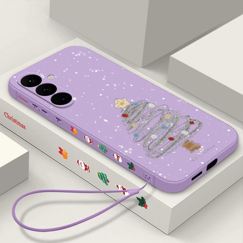 Матовый тонкий чехол Dream Merry Christmas Tree Pattern для Samsung Galaxy S24 Ultra S23 FE S22 A55 A54 A34 A35 A52, мягкий противоударный чехол из ТПУ со шнурком