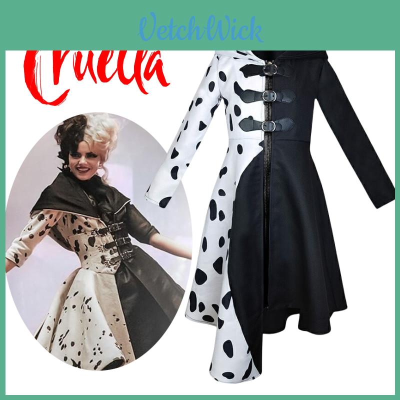 Cosplay Dress Inspired By 101 Dalmatians Black And White Witch Cruella De Vil