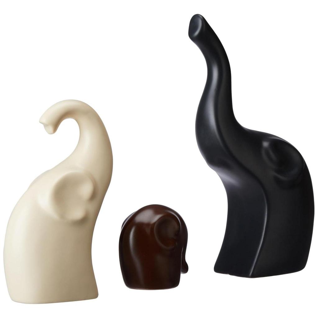 Home Décor Elephant Family Matte Finish Ceramic Fantasy Figures(Set of 3 Piece,Multicolor)
