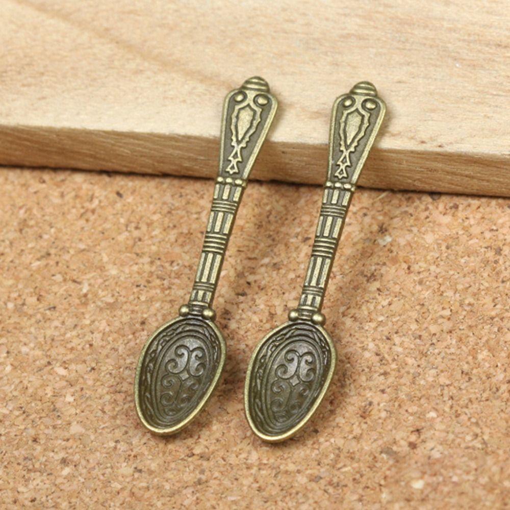 5/10pcs ABS Plastic Vintage Cutlery Spoon Mini Simulation Spoon  Dollhouse Miniatures Decoration