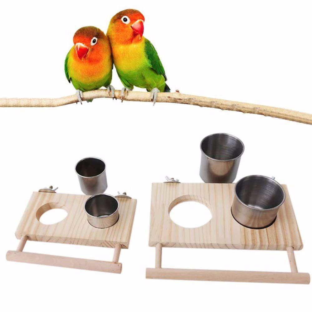 Splashproof Pigeon Dish Cage With Wooden Platform Pet Product Feeding Cup Bird Feeder Hanging Bowl