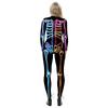 Women Halloween Party Costume Turtleneck Skull Print Long Sleeve Jumpsuit Outfit Scary Skeleton Bodysuit for Adults