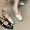 Soft Leather Version~ French Rhinestone Word with Mary Jane Shoes Autumn New Korean Version Shallow Mouth Inner Height Increase Single Shoes Women