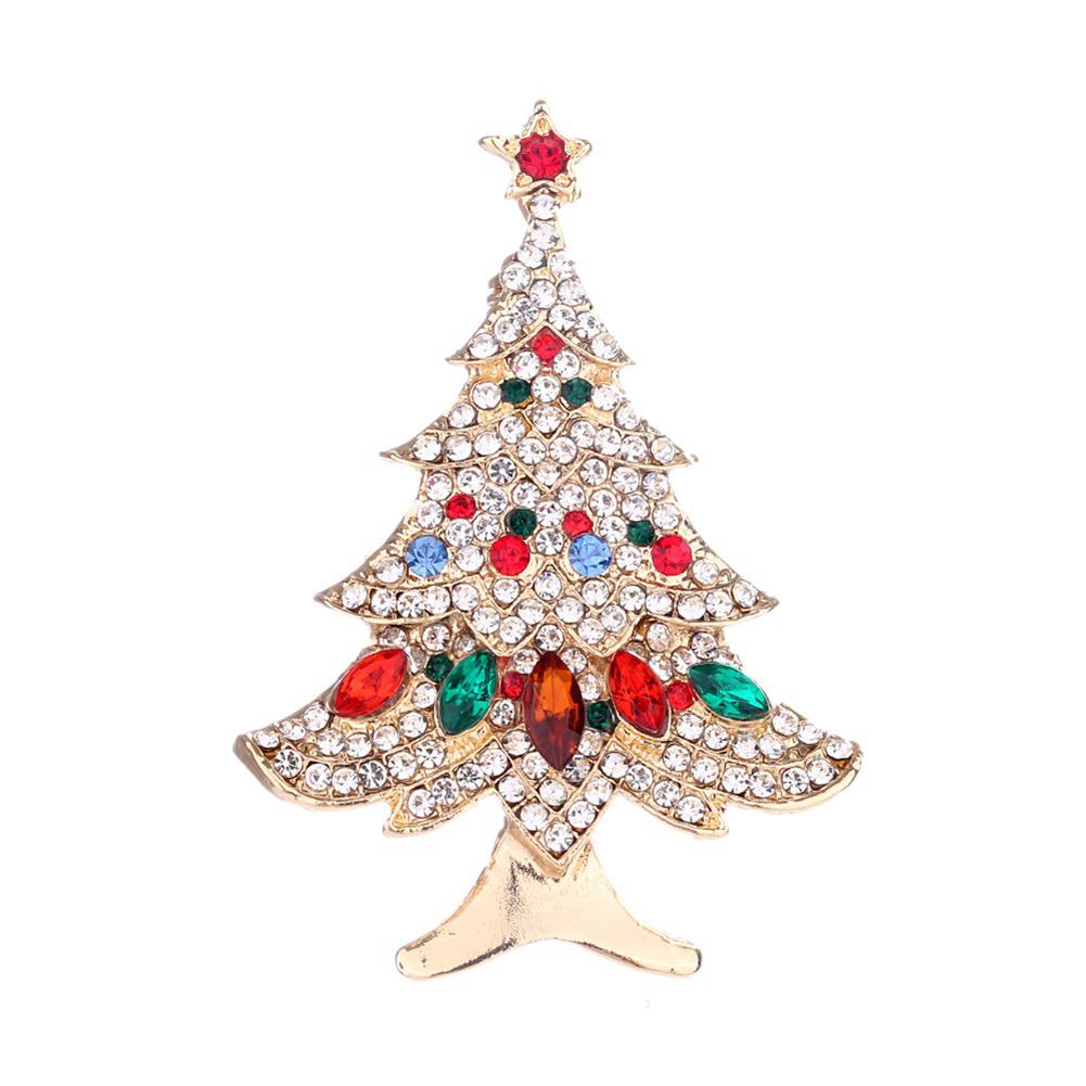 New Fashion Christmas Tree Alloy Rhinestones Brooch Pin Clothes Accessory