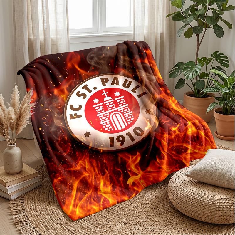 Fulham Football Print Flannel Blanket, Soft Warm Lightweight Throw Blanket for Sofa Bed Camping