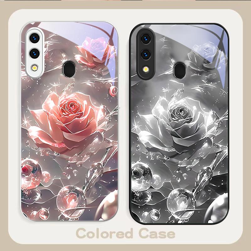 Розы цвета ледяного кристалла Для Samsung A20 30 22 23 24 25 26 31 32 33 34 35 42 50 51 52 53 54 55 56 70 71 72 73 стеклянный чехол для телефона