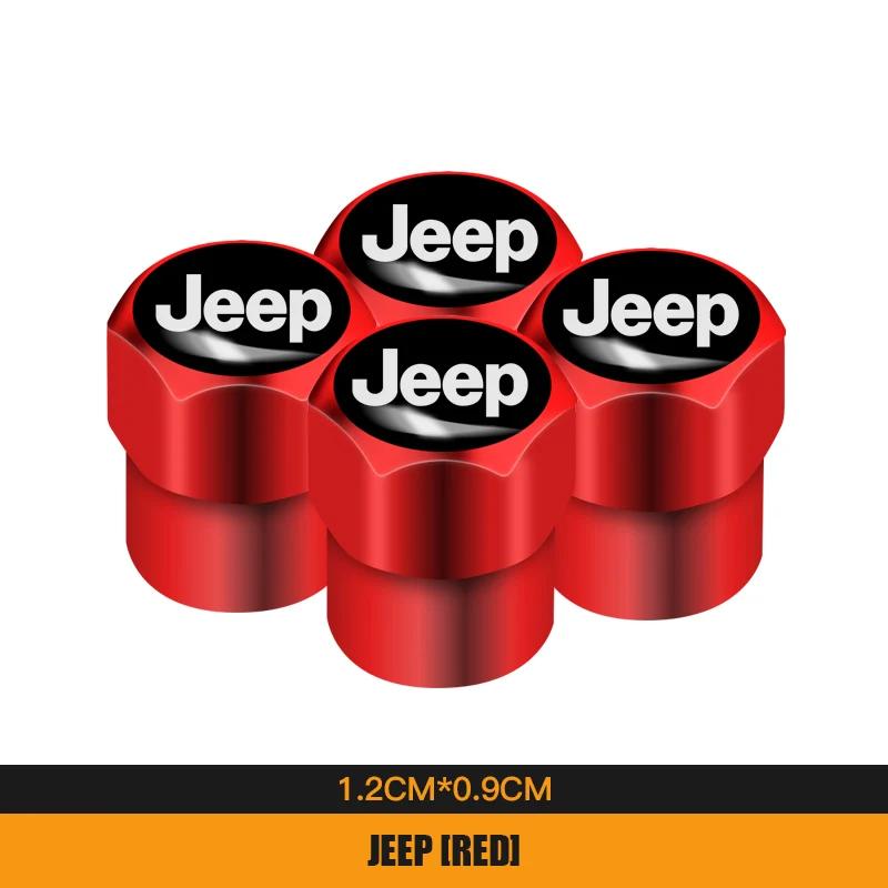 For Jeep 4Pcs Metal Car Wheel Tire Valves Caps Waterproof Dustproof Cover For Jeep Grand Cherokee Wrangler JK Gladiator Compa