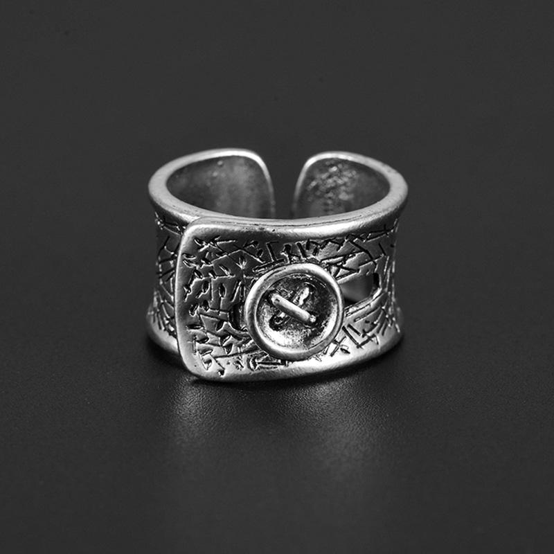 Ретро Одежда Пуговица Широкое Кольцо Для Мужчин Женщин Панк Готика Рок Хип-хоп Открытое Кольцо Ручной Работы Дизайнер Циркон Унисекс Аксессуары Подарок