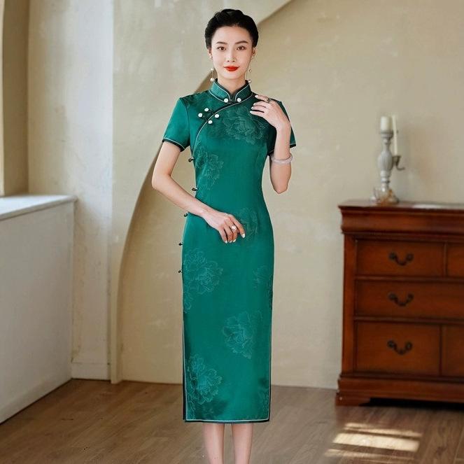 New Chinese silk cheongsam 1011 new summer daily improvement national style young mulberry silk cheongsam dress