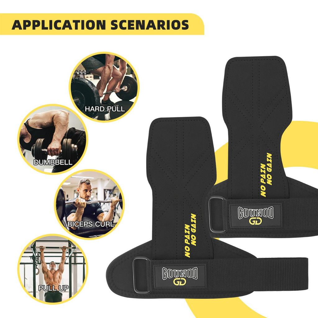 GOUNOD 1 Pair Weightlifting Gloves Double Layer Cowhide Leather Palm Protector Anti Slip Wrist Support