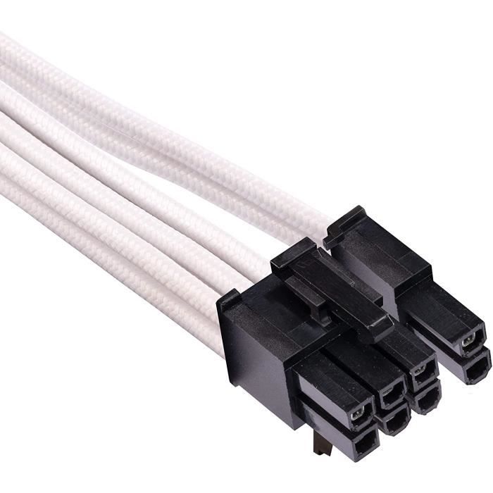 Câble PCIe - CORSAIR - Premium Individually Sleeved - 2 connecteurs - Type 4 - Blanc