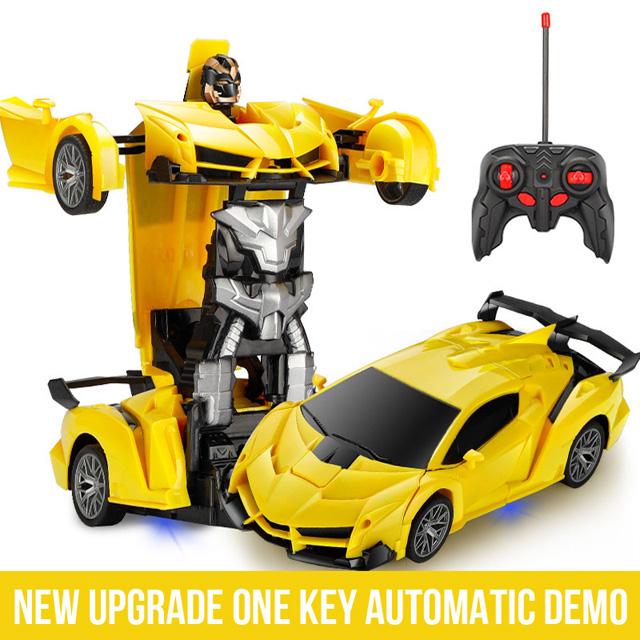 2-in-1 Remote Control Transforming Robot Car, Mini RC Racing Car Toy, Automatic Transformation, STEM Educational Gift for Kids