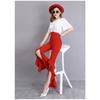 Harajuku Summer High Waist Women's Chiffon Split Up Capris Pants for Women Skinny Ruffles Flare Pants Woman Trousers Red Black