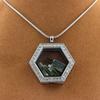 Stones and Minerals. Raw Green Tourmaline Necklace. Hexagon Model.