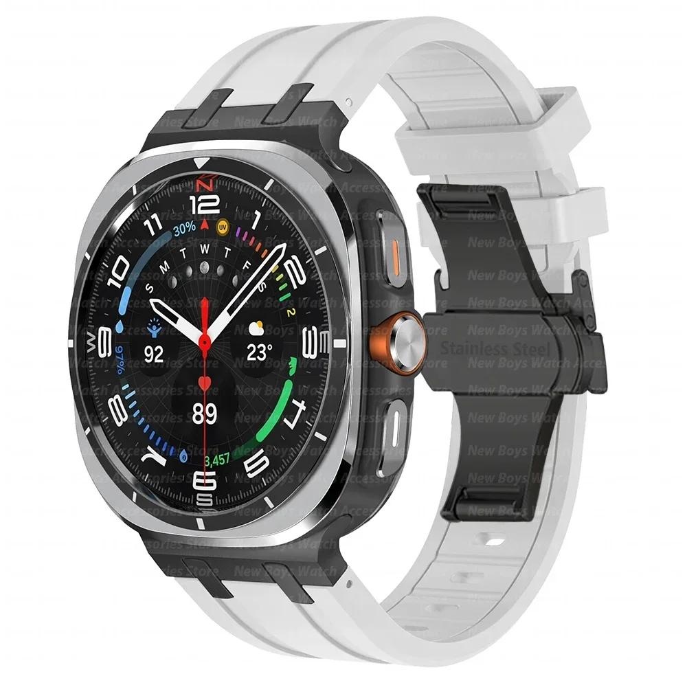 Роскошный спортивный ремешок из резины для Samsung Galaxy Ultra Watch 47 мм, силиконовый ремешок с изогнутым концом для samsung ultra 7 47 47MM, мужской браслет
