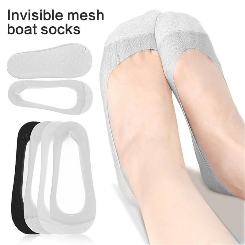 Women's Lightweight Invisible Liner Socks For Shallow Shoe Cotton Blend Mesh Fabric Nonslip Summer Footwear Accessories