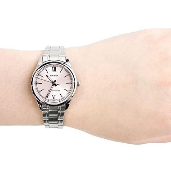 CASIO Дешевые Chipkashi Наручные часы Женские Кварцевые Аналоговые Нержавеющая сталь Металл Серебристый Розовый LTP-V005D-4B2