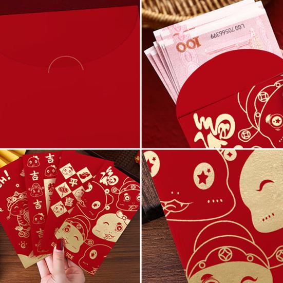 10 шт. 2025 новогодний красный конверт год Змеи счастливый денежный конверт зодиакальный узор змея бумажный конверт для денег подарок китайский новогодние принадлежности