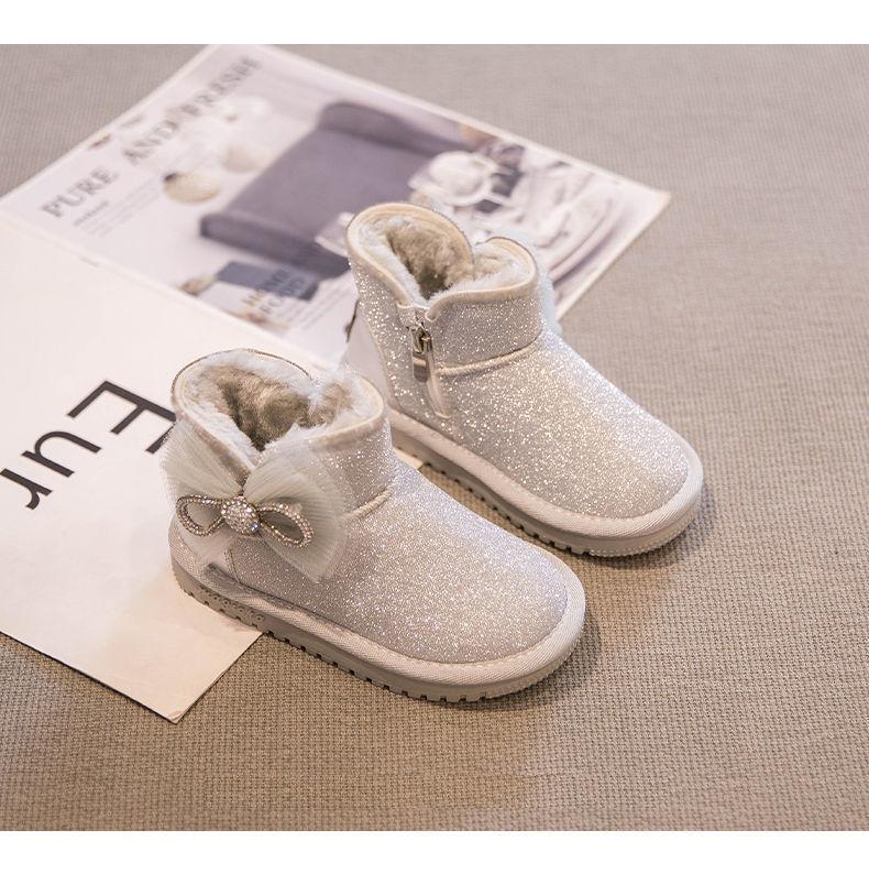 Обувь для девочек зимние сапоги 2025 зима новые теплые на толстом меху детские большие хлопковые ботинки детские сапоги зимние водонепроницаемые