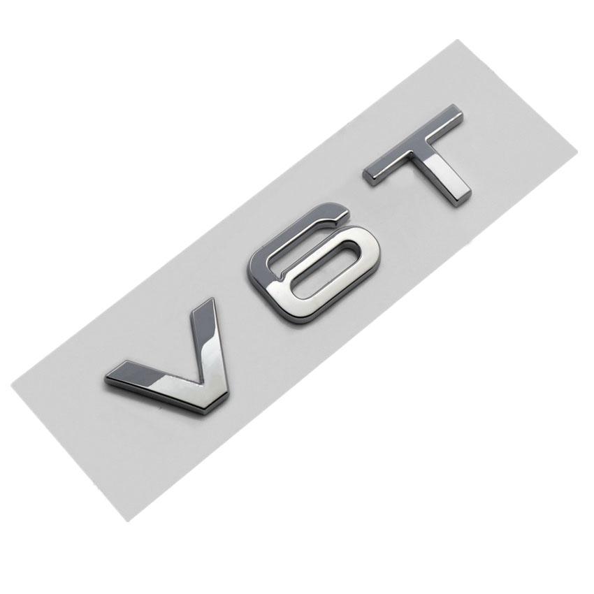 V6T V8T W12 V10 Logo Car Trunk Emblem Badge Sticker ABS Car Refurbishment Decoration Black Knight Style Modification Suitable