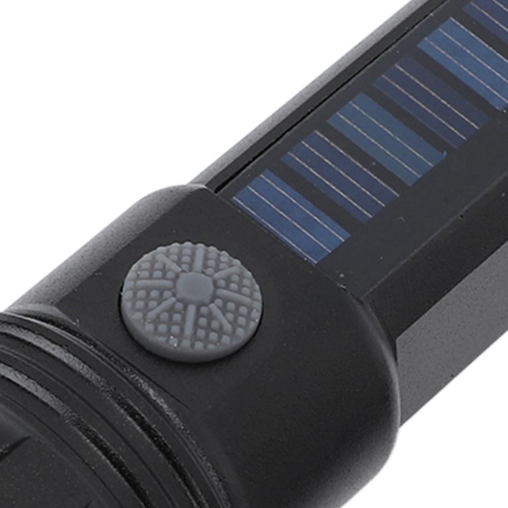 LED Flashlight Zoomable 3 Light Modes USB Or Solar Charge Compass Design Bright Flashlight for Outdoor Adventure Camping